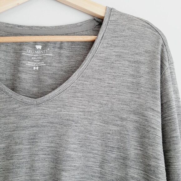 SEG'MENTS | 100% Merino Wool Long Sleeve Base Layer Top V-Neck Gray Sz XL - Picture 4 of 10